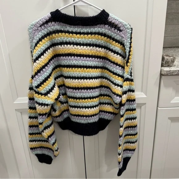 Zara Stripped Cropped Sweater Multicolor - Picture 2 of 4